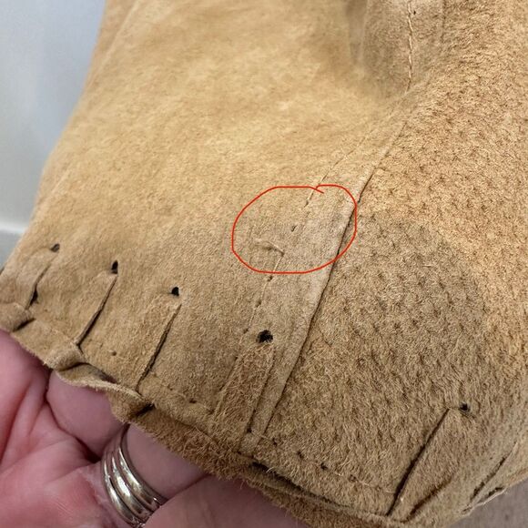 Denim & Co Leather Jacket Women's Small Tan Suede Hippie Festival Western Fringe - Picture 7 of 14